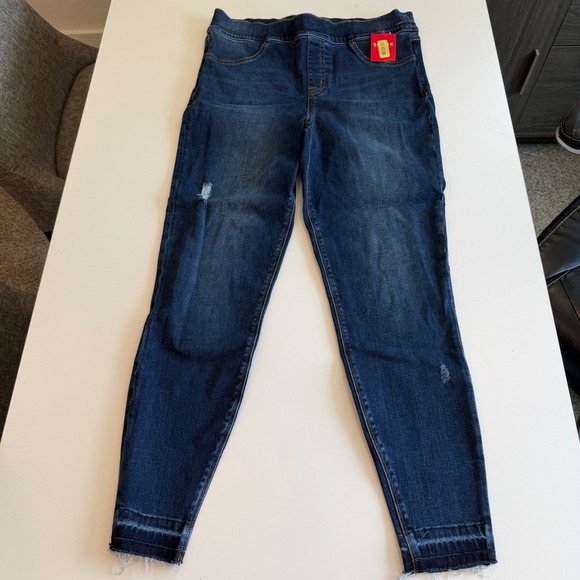 SPANX Denim - Spanx Distressed Denim Leggings Medium Wash Raw Hem 20203R Blue Large NWT